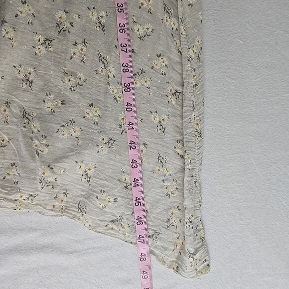 Saga Made In Italy Floral Beige Midi Dress Large Cottage Prairie Lagenlook 90s - Picture 4 of 7